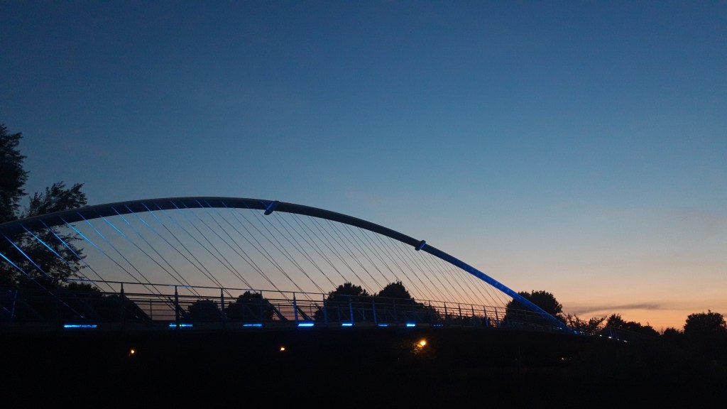 Deep blue evening sky over the Millennium Bridge